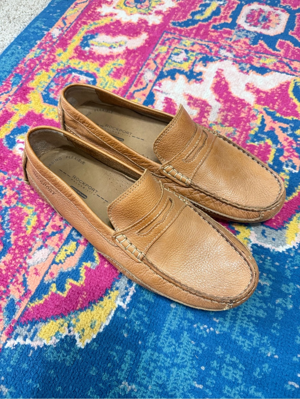 Rockport Walkability men’s 8 brown leather loafer shock absorbing slip on